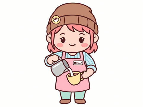 chibi mascot character illustration, painting art set