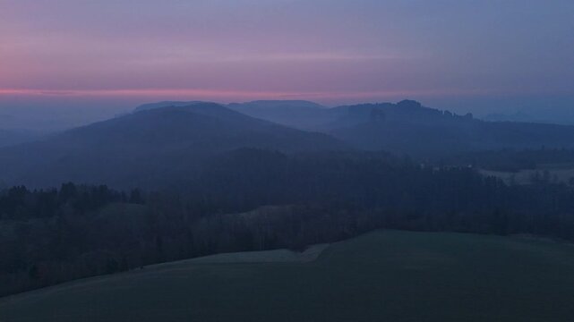 Hyperlapse - Aerial view of scenery in the Saxon Switzerland - Elbe Sandstone Mountains - Germany
