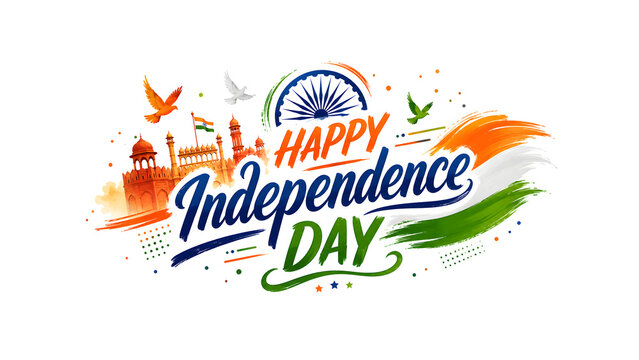 ​Abstract Tricolor Typography Background for the Independence of India.
