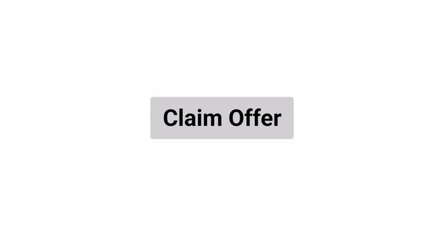 Claim Offer Button Click Animation with Hand Pointer and Mouse Cursor Interaction on Transparent Background, Promotional Offer UI, 4K Motion Graphics