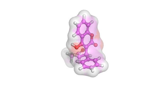 Warfarin, oral anticoagulant and vitamin K antagonist, 3D molecule 4K