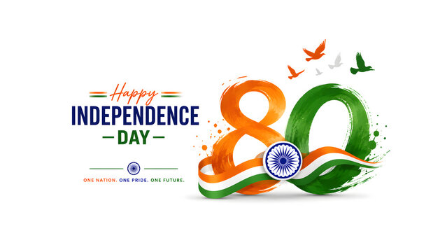 ​80 Years of Indian Freedom Celebration Graphic Illustration Template.