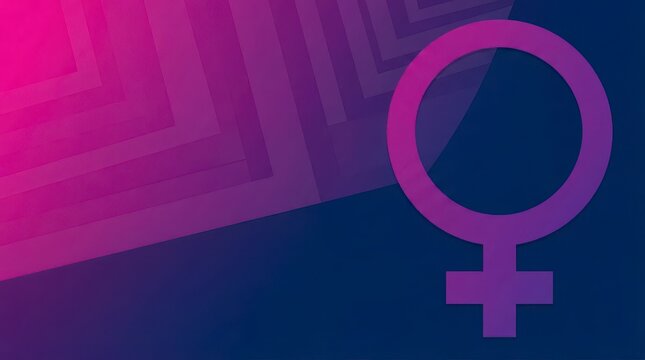 Modern female symbol on colorful geometric background