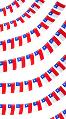 Obraz premium Chile flags hanging on strings for celebration or decoration with transparent background