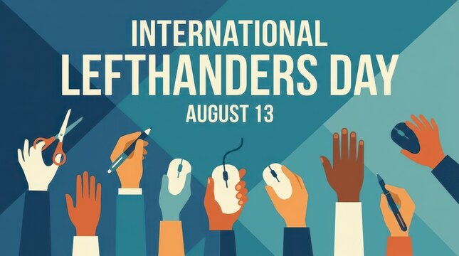 International Left Handers Day illustration with diverse hands