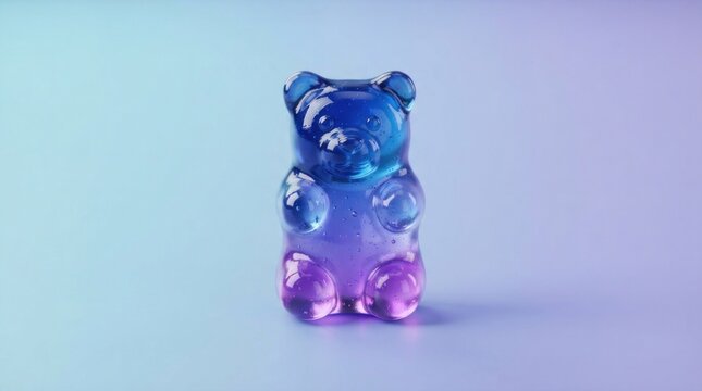 Blue and purple gradient gummy bear sweet.