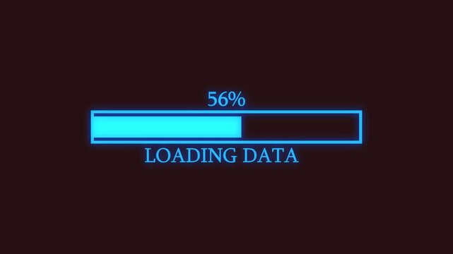 Computer Loading Bar cyan and background mocha Effect/ Animation of a computer screen with loading bar processing and noise and glitch effects