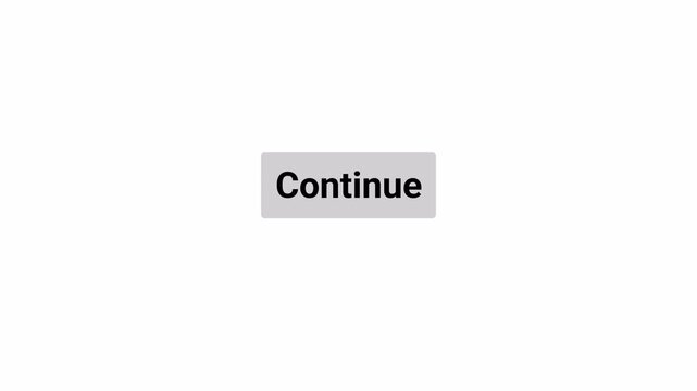 Continue Button Click Animation with Hand Pointer and Mouse Cursor Interaction on Transparent Background, UI Button Press, 4K Motion Graphics