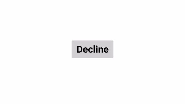 Decline Button Click Animation with Hand Pointer and Mouse Cursor Interaction on Transparent Background, Reject Action UI, 4K Motion Graphics