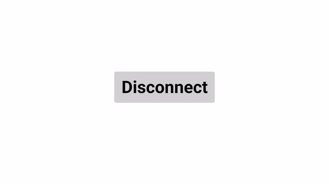 Disconnect Button Click Animation with Hand Pointer and Mouse Cursor Interaction on Transparent Background, Account Disconnect UI, 4K Motion Graphics