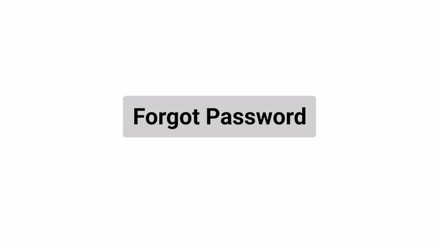 Forgot Password Button Click Animation with Hand Pointer and Mouse Cursor Interaction on Transparent Background, Account Recovery UI, 4K Motion Graphics