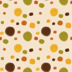 Hand drawn abstract polka dot and organic spot seamless pattern in warm earth tones © Afiny