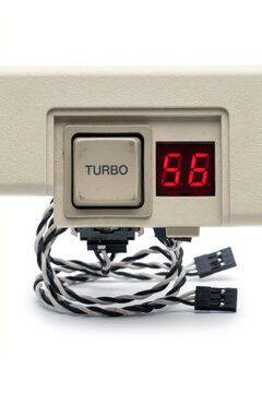 Vintage computer turbo button and LED display
