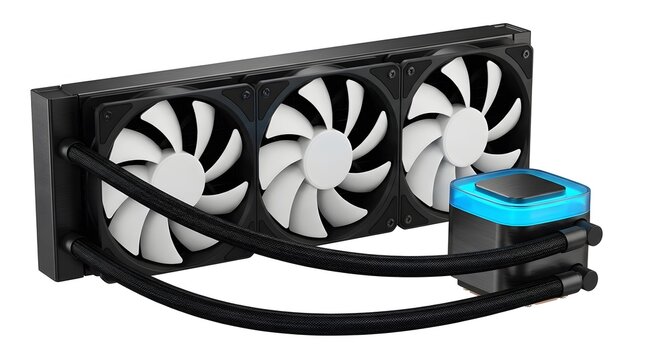 High Performance 360mm AIO Liquid CPU Cooler with Triple White Fans and Blue RGB Light