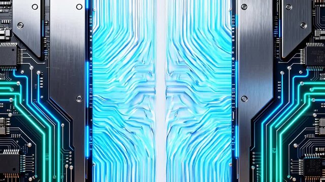 Circuit board with glowing pathways