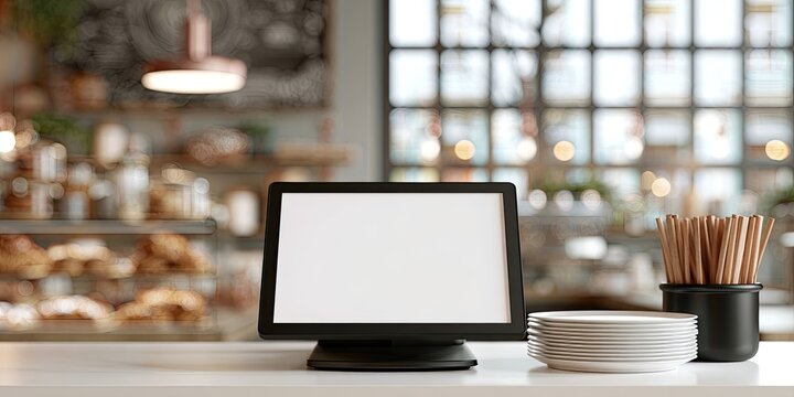 Modern Point of Sale System Display in a Bakery Setting.