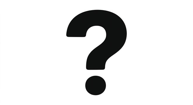 Bold black question mark icon on white background