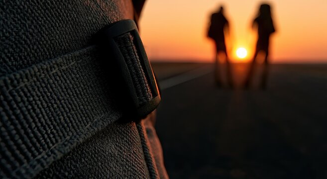 Silhouettes of people watching a sunset on a vast plain.