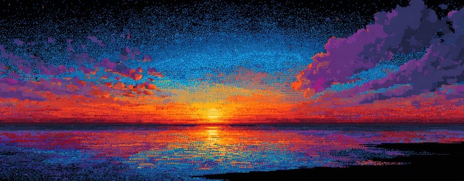 Colorful sunset over a calm ocean