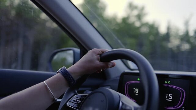 Driving through the summer landscapes of Nova Scotia, Canada