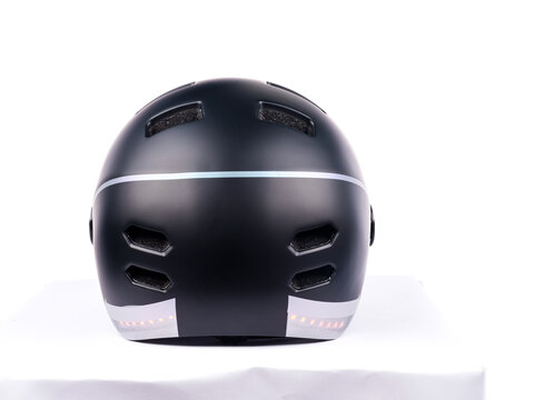 Black bicycle helmet on a white background