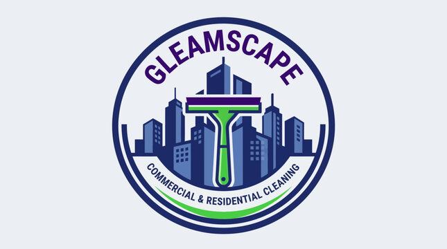 Professional Squeegee Logo Design for Commercial and Residential City Building Cleaning Services