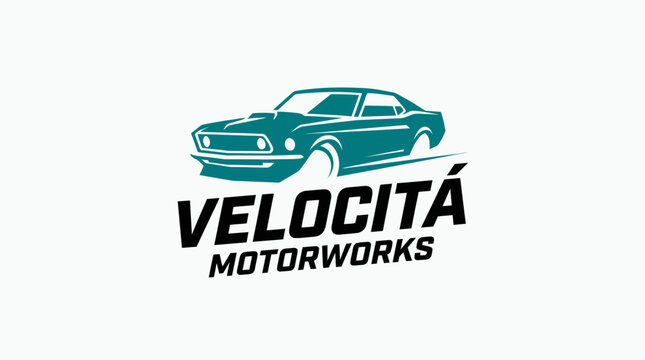 Professional Muscle Car Logo Design for Velocita Motorworks Automotive Brand and Repair Service