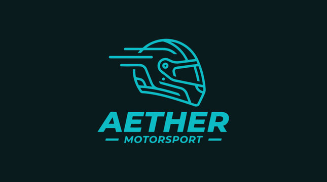 Modern Racing Helmet Logo Design for Automotive Branding and Motorsport Team Identity Vector