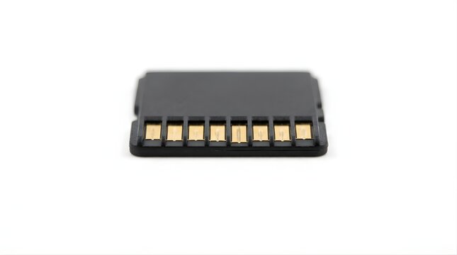 Black SD memory card isolated on a white background for data storage