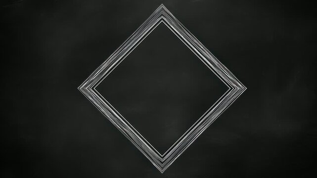 Hand drawn geometric diamond frame border with empty center for text overlay, seamless loop