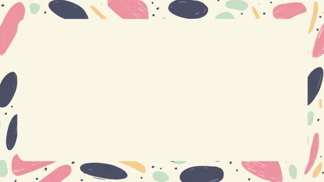 Pastel abstract border frame with empty center for text overlay, hand drawn digital stop motion seamless loop