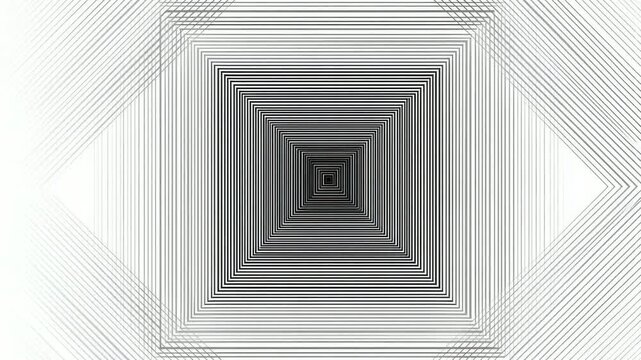 Concentric square line border frame with copy space, geometric abstract background, seamless loop