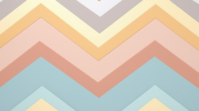 Pastel chevron abstract background pattern with soft layered zigzag bands, digital animation background seamless loop