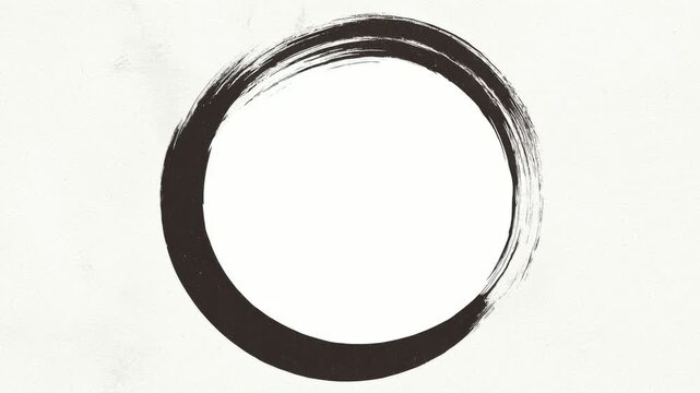 Hand drawn circular brush border frame with copy space, abstract text overlay, seamless loop