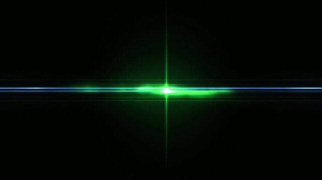 Neon light flare cross on black background, abstract glow effect, background animation seamless loop