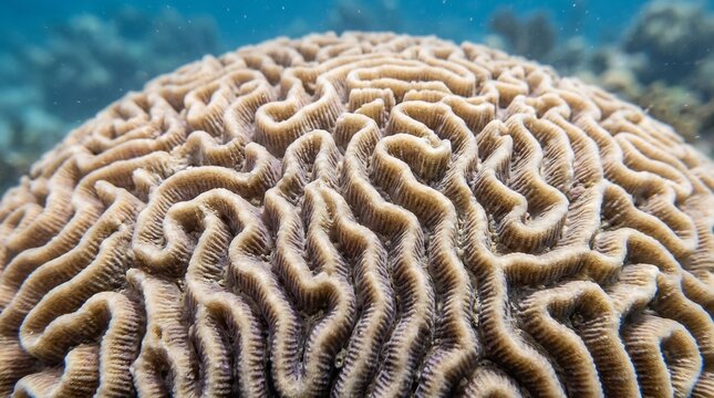 Close up of a coral reef with smooth wavy textured surface in underwater environment