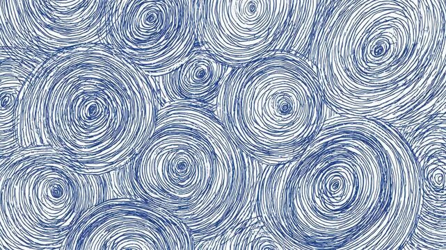 Abstract blue spiral line pattern background, hand drawn digital stop motion animation seamless loop