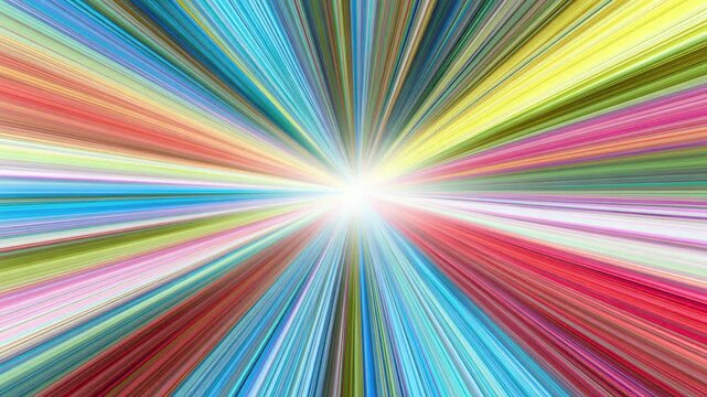 Radiating multicolor abstract light burst background in hand drawn digital stop motion style seamless loop
