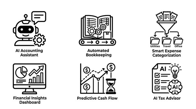 AI Accounting and Financial Automation Icon Set