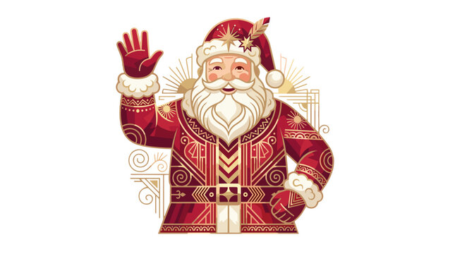 Festive santa claus character dressed in traditional red suit with white beard