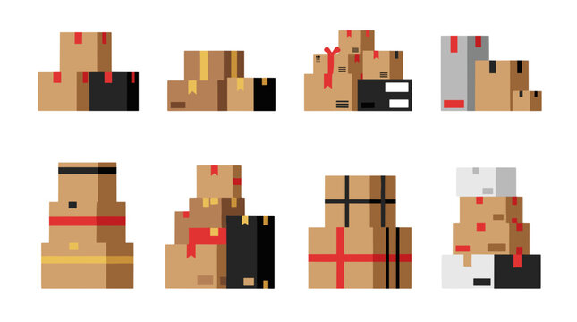 Pixel art dog characters set in various poses and expressions