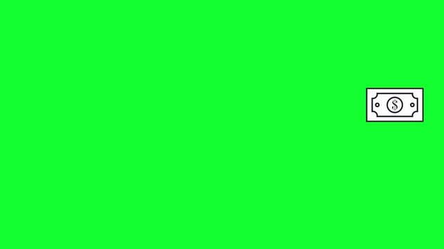 Transitions Animation wthite Money Dollar, with Green Screen
