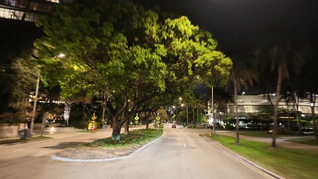 Miami driving footage Coconut Grove Bayshore Drive