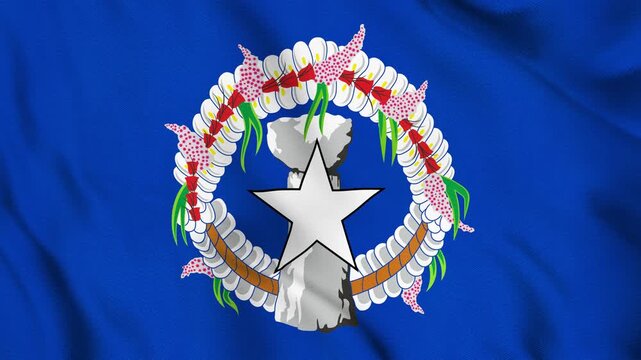 Northern Mariana Islands National Flag Waving in Wind with Realistic Fabric Texture, Seamless Loop Animation 4K