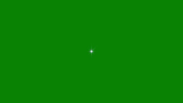 White glowing twinkle star animation with cartoon doodle sparkles,blinking retro light effects, seamless loop overlay for celebration Twinkling star motion graphics with green background,4k video