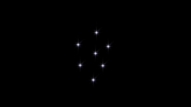 Elegant sparkling star shine animation featuring white and colored twinkle lights, white cartoon sparkles in doodle style on black screen background .4k twinkle star animation