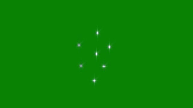 Elegant sparkling star shine animation featuring white and colored twinkle lights, white cartoon sparkles in doodle style on green screen background .4k twinkle star animation