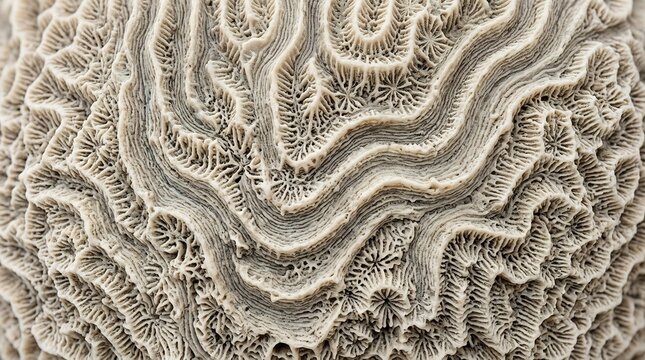 Close up of intricate coral texture with natural ridges and patterned surface for wallpaper background design