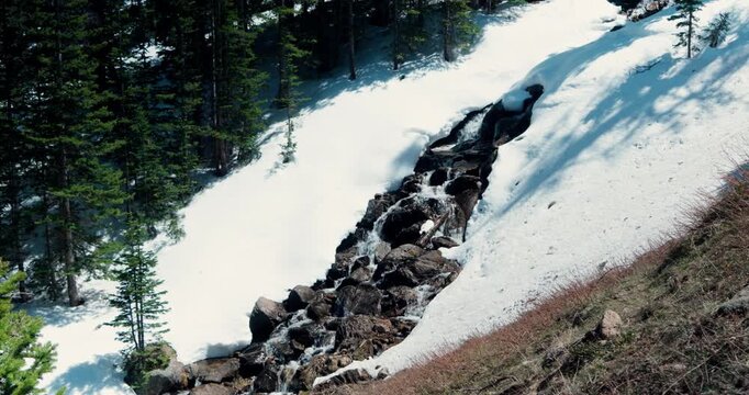 Snow melting on the mountain