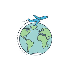 Naklejka premium GlobalTravelAirplaneConceptIllustrationVectorDesign